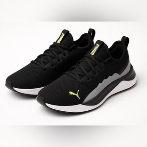 PUMA Black & Neon Yellow Lightweight Knit Sneakers Size 5 youth  NEW! NEW! NEW!